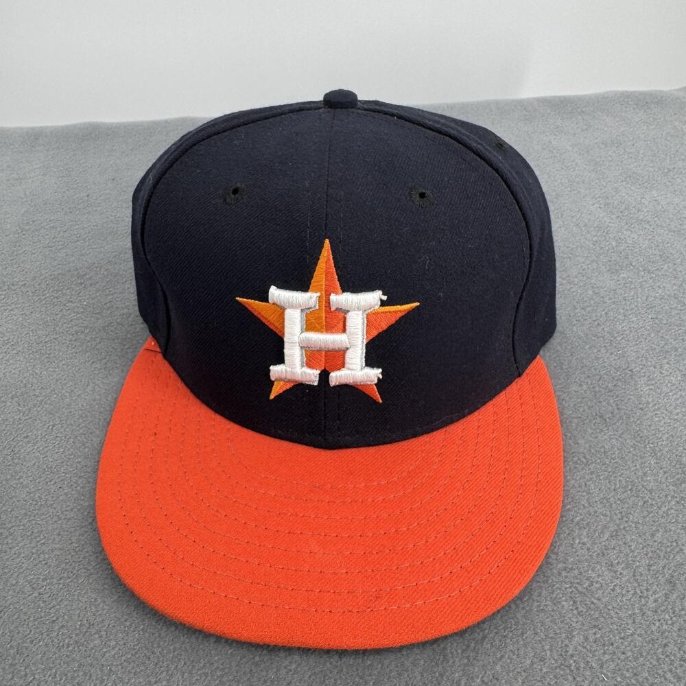 New Era Houston Astros 59FIFTY Fitted Hat 7 1/8 Navy Orange On Field MLB